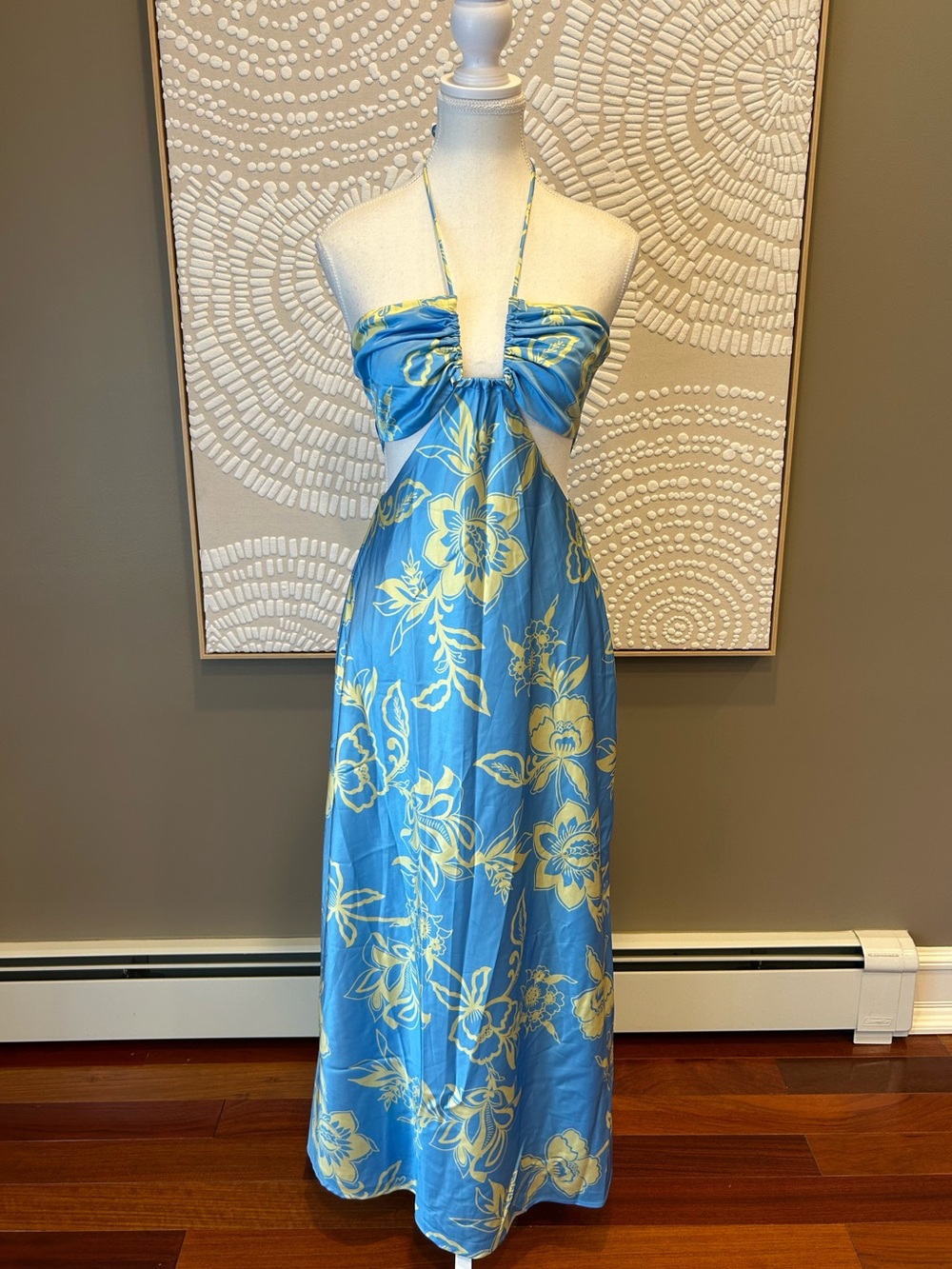 Runaway The Label Orchid Blue Floral Cutout Midi Dress Size S Like New
